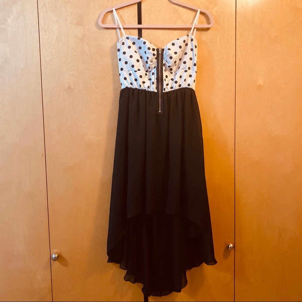Strapless Polka Dot High-Low Dress